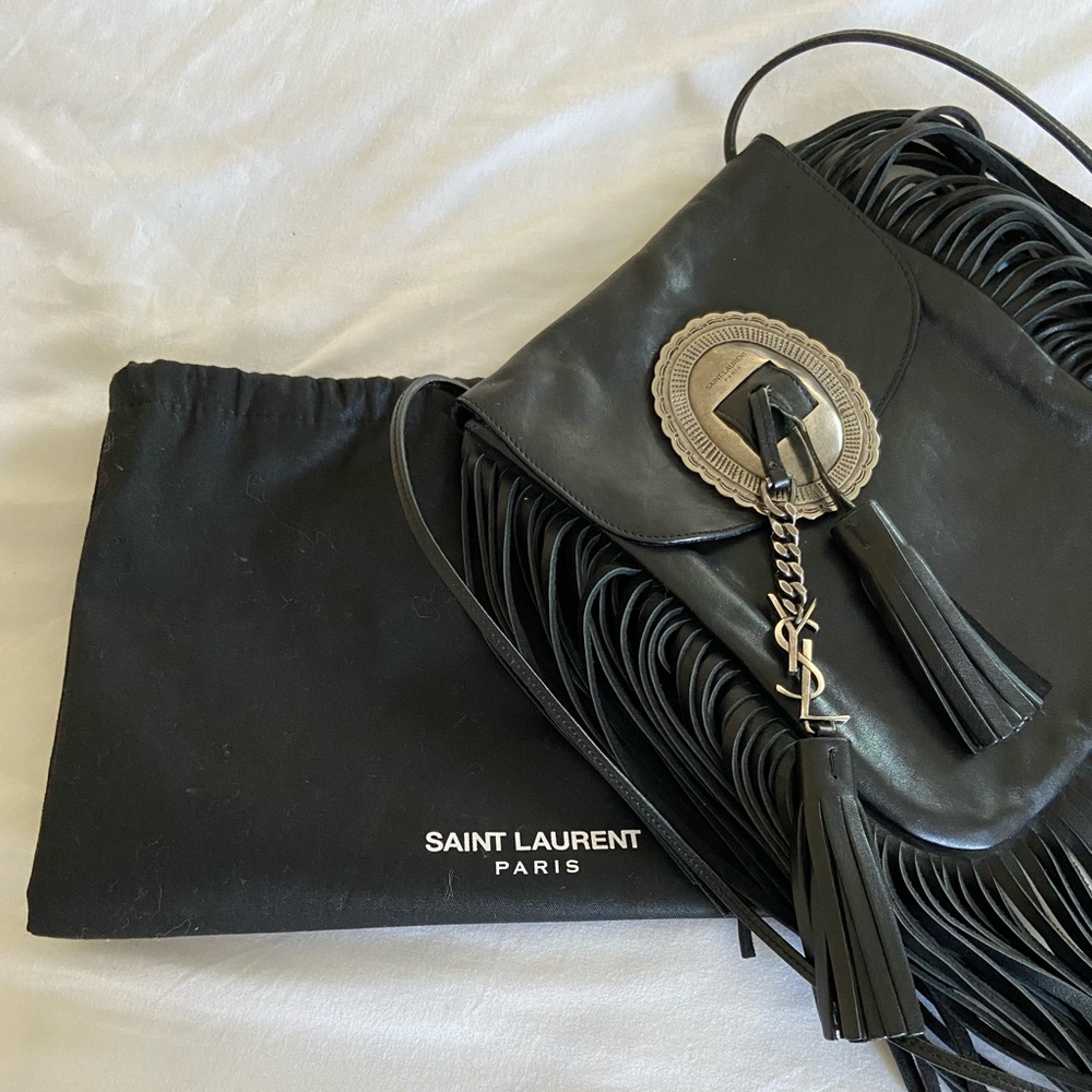 Saint Laurent Leather Anita Fringe Crossbody Bag